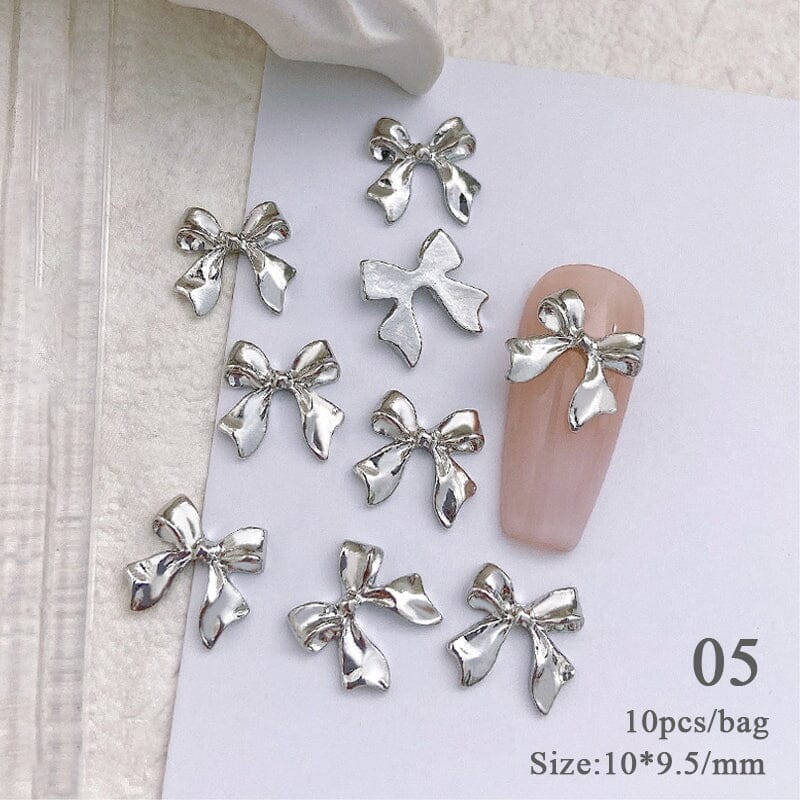10pcs Bowknot Gold Silver Alloy Nail Decoration DIY Nails BORN PRETTY 05 