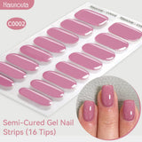 16 Tips Semi-Cured Gel Nail Strips C001-C056 Nail Sticker Harunouta C002 