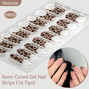 16 Tips Semi-Cured Gel Nail Strips C001-C056 Nail Sticker Harunouta C022 