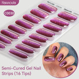 16 Tips Semi-Cured Gel Nail Strips C001-C056 Nail Sticker Harunouta C030 