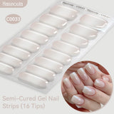 16 Tips Semi-Cured Gel Nail Strips C001-C056 Nail Sticker Harunouta C033 