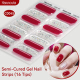 16 Tips Semi-Cured Gel Nail Strips C001-C056 Nail Sticker Harunouta C045 