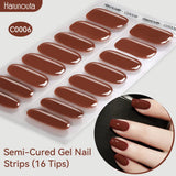 16 Tips Semi-Cured Gel Nail Strips C001-C056 Nail Sticker Harunouta C006 
