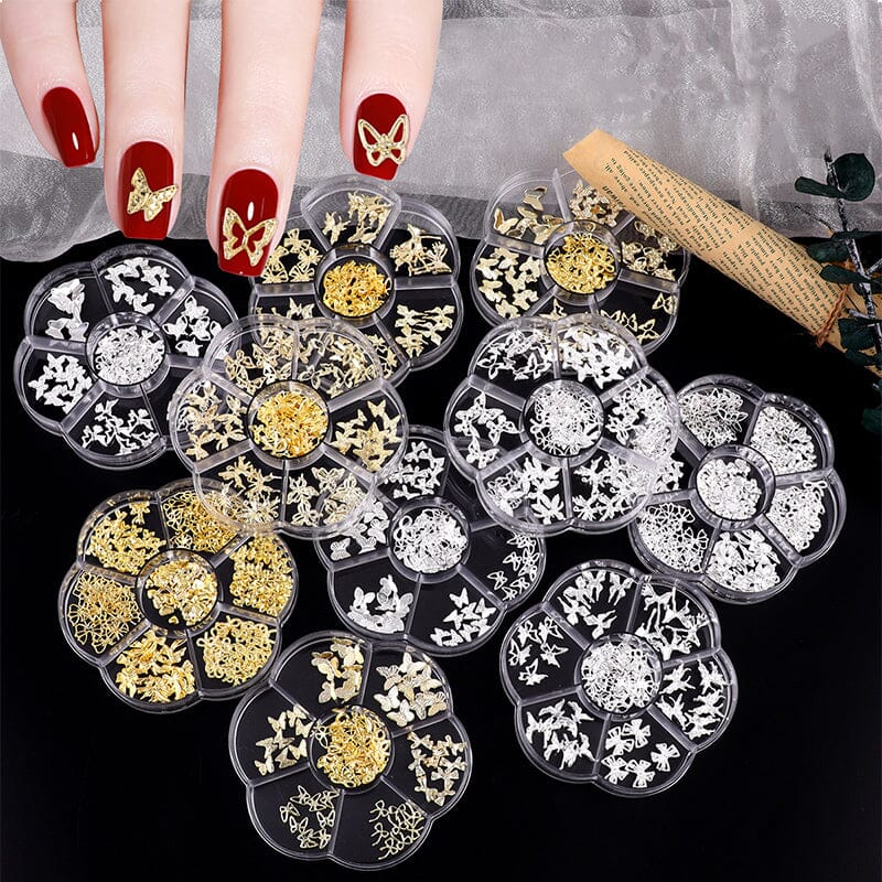 7 Grids Gold Metal Decorations #01 Bowknot Heart No Brand 