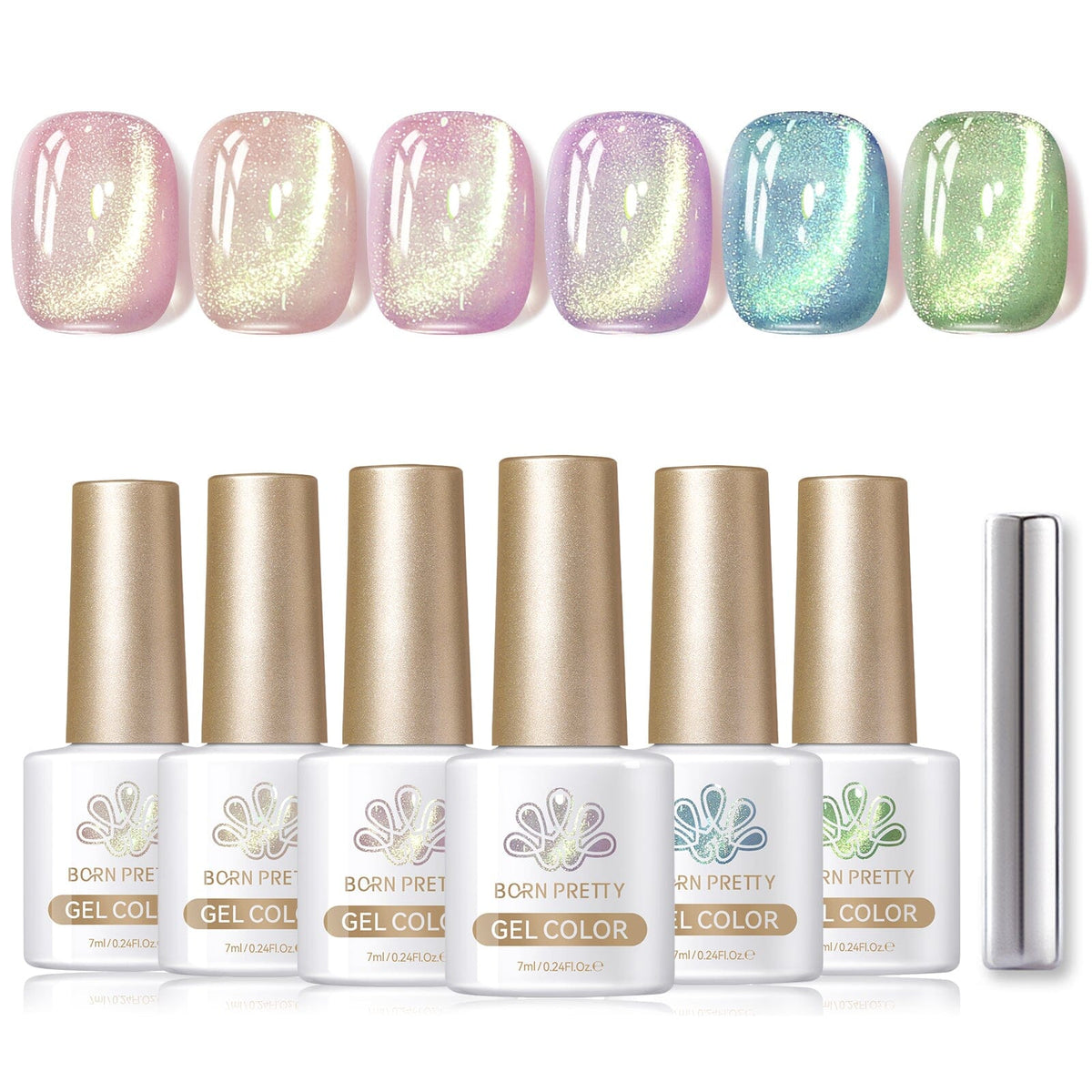6 Colors Green Light Cat Magnetic Gel 7ml Gel Nail Polish BORN PRETTY 