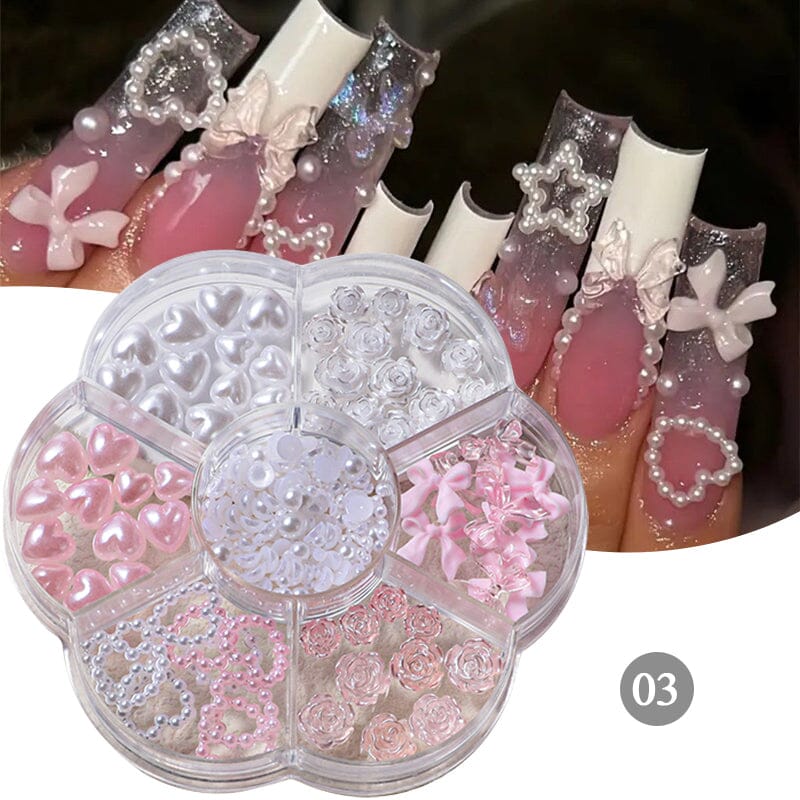 Heart Flowers #03 Nail Decoration in Wheel Nail Art No Brand 