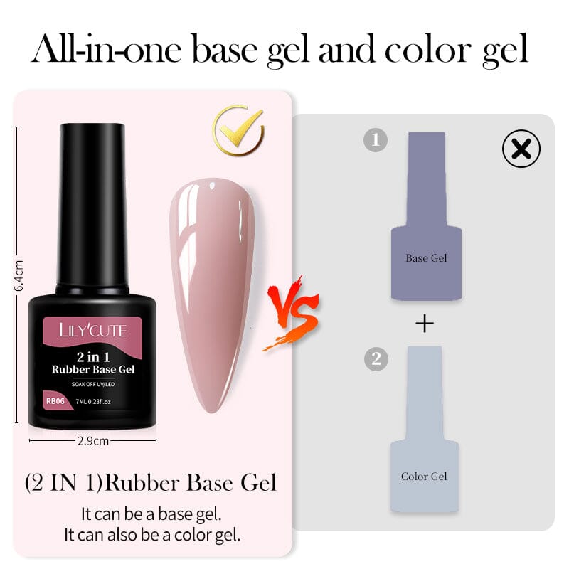 2 in 1 Rubber Base Gel RB02 7ml Base & Top Coat LILYCUTE 