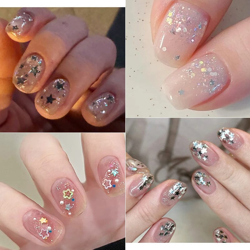 Silver Star Glitter Sequins #02 Nail Art No Brand 