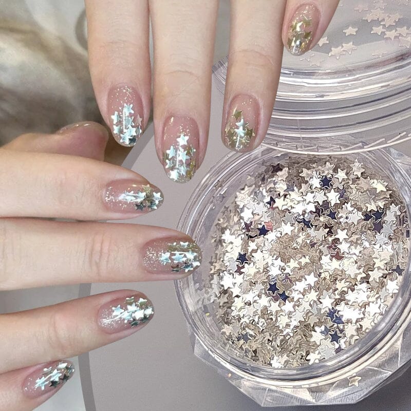 Silver Star Glitter Sequins #02 Nail Art No Brand 