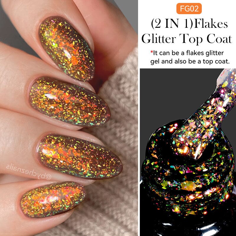 Flakes Glitter Top Coat FG02 7ml Base & Top Coat LILYCUTE 