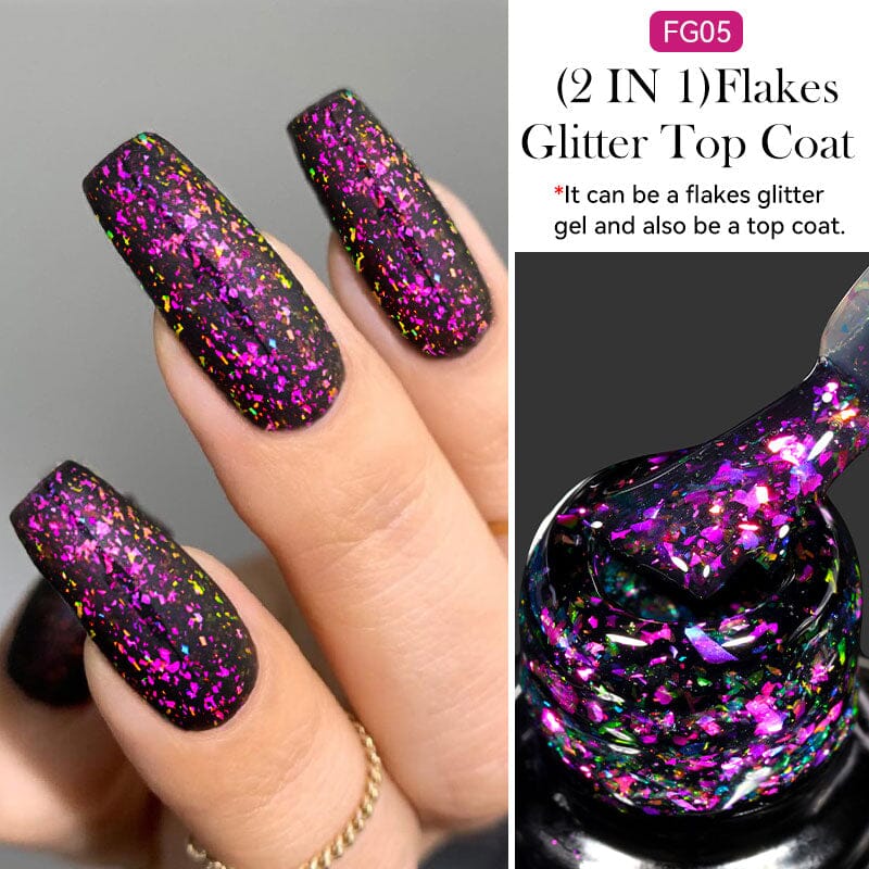 Flakes Glitter Top Coat FG05 7ml Base & Top Coat LILYCUTE 
