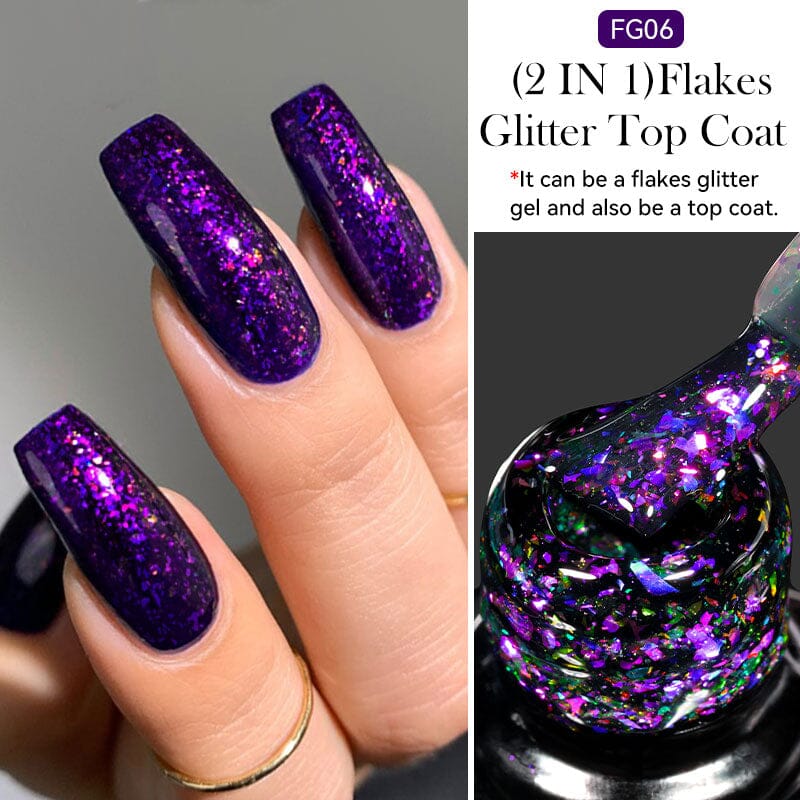 Flakes Glitter Top Coat FG06 7ml Base & Top Coat LILYCUTE 