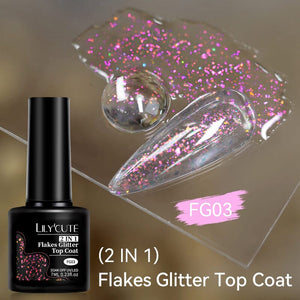 Flakes Glitter Top Coat FG03 7ml Base & Top Coat LILYCUTE 