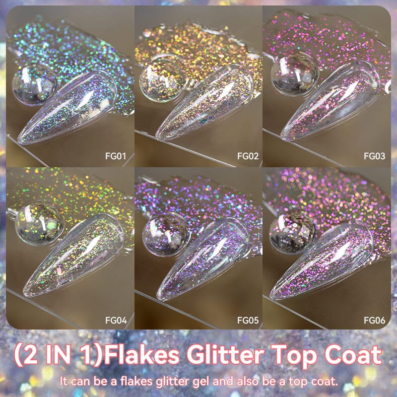 Flakes Glitter Top Coat FG02 7ml Base & Top Coat LILYCUTE 