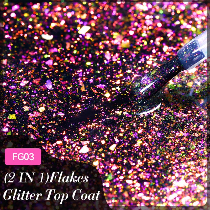 Flakes Glitter Top Coat FG02 7ml Base & Top Coat LILYCUTE 