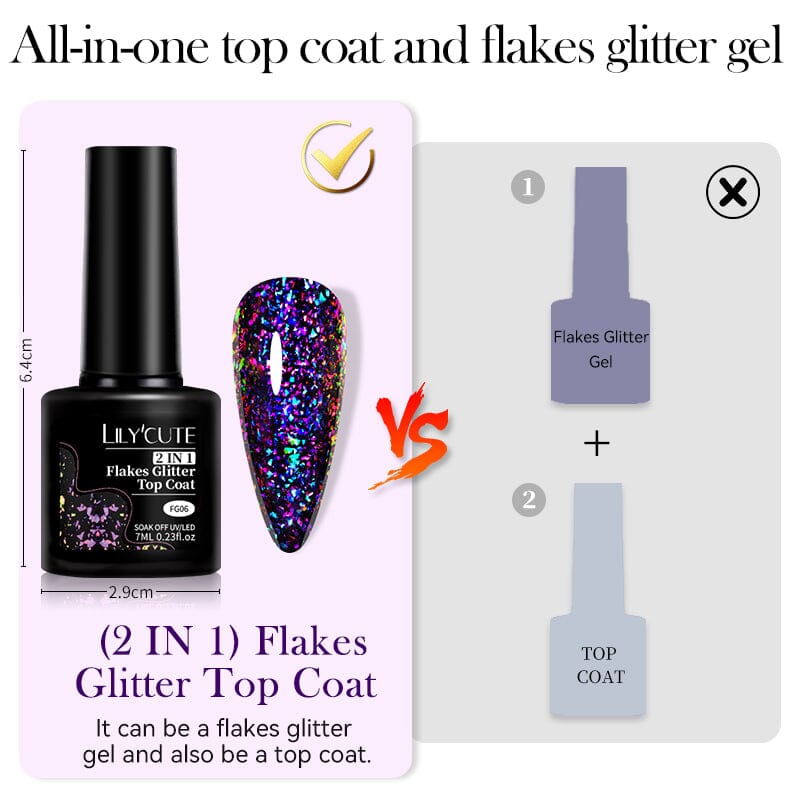 Flakes Glitter Top Coat FG03 7ml Base & Top Coat LILYCUTE 
