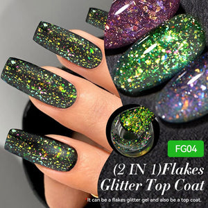Flakes Glitter Top Coat FG01 7ml Base & Top Coat LILYCUTE 