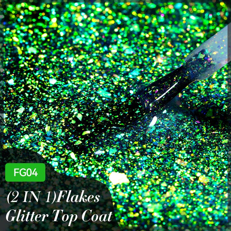 Flakes Glitter Top Coat FG06 7ml Base & Top Coat LILYCUTE 