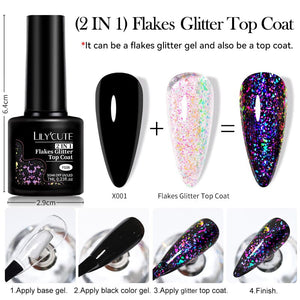 Flakes Glitter Top Coat FG01 7ml Base & Top Coat LILYCUTE 