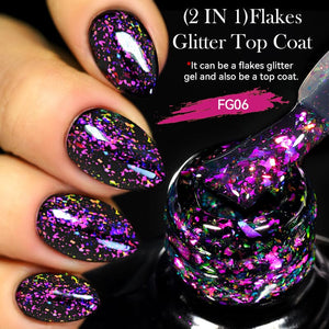 Flakes Glitter Top Coat FG04 7ml Base & Top Coat LILYCUTE 