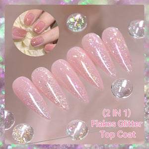Flakes Glitter Top Coat FG02 7ml Base & Top Coat LILYCUTE 