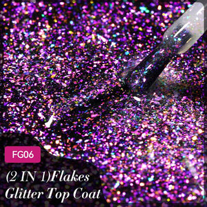 Flakes Glitter Top Coat FG06 7ml Base & Top Coat LILYCUTE 