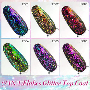 Flakes Glitter Top Coat FG04 7ml Base & Top Coat LILYCUTE 