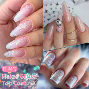 Flakes Glitter Top Coat FG06 7ml Base & Top Coat LILYCUTE 
