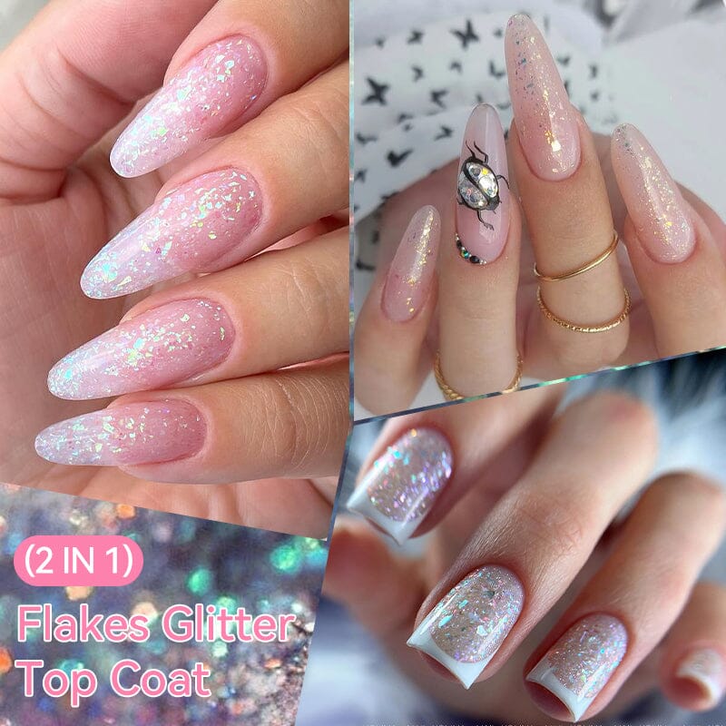 Flakes Glitter Top Coat FG06 7ml Base & Top Coat LILYCUTE 