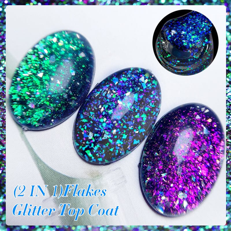 Flakes Glitter Top Coat FG02 7ml Base & Top Coat LILYCUTE 
