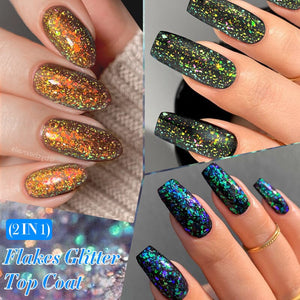 Flakes Glitter Top Coat FG02 7ml Base & Top Coat LILYCUTE 