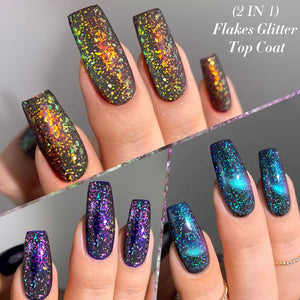 Flakes Glitter Top Coat FG01 7ml Base & Top Coat LILYCUTE 