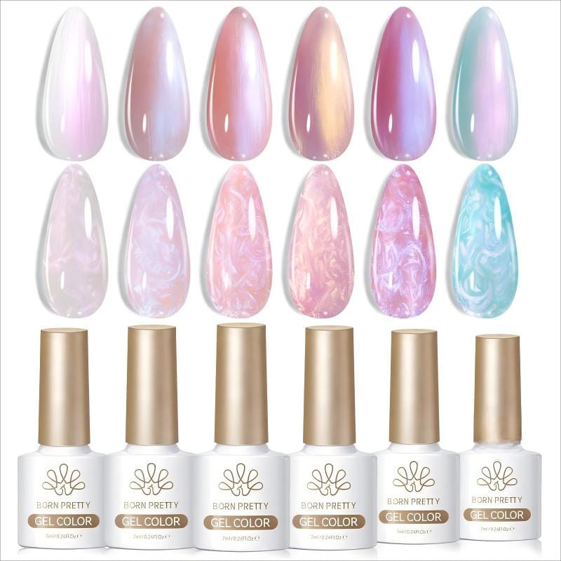 6 Colors Pearl Thread Swirl Gel T02 Nebulas 7ml Gel Nail Polish BORN PRETTY 