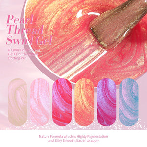 6 Colors Pearl Thread Swirl Gel Polish Set T02 Nebulas 7ml Gel Nail Polish BORN PRETTY 