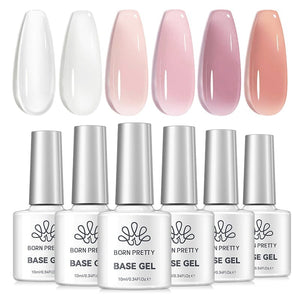 6 Colors Fiber Rubber Base Gel Polish Set 10ml Gel Nail Polish BORN PRETTY 