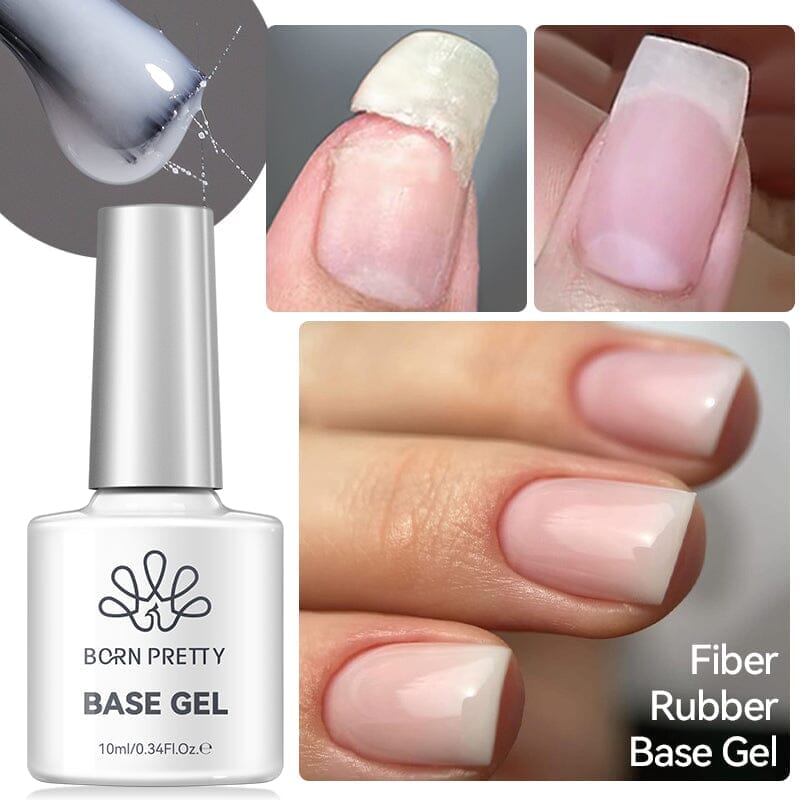 6 Colors Fiber Rubber Base Gel Polish Set 10ml Gel Nail Polish BORN PRETTY 