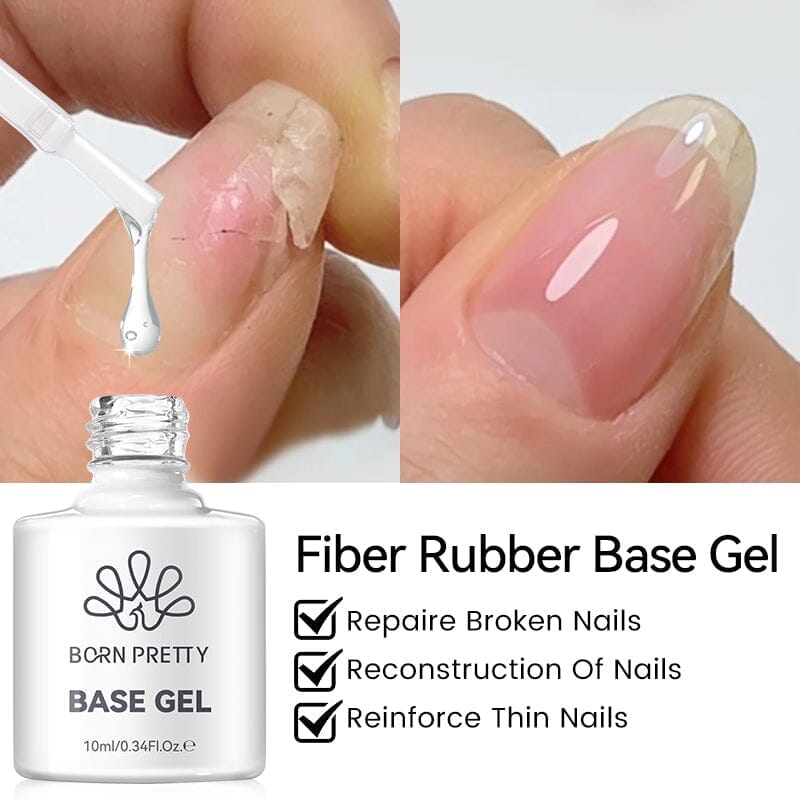 6 Colors Fiber Rubber Base Gel Polish Set 10ml Gel Nail Polish BORN PRETTY 