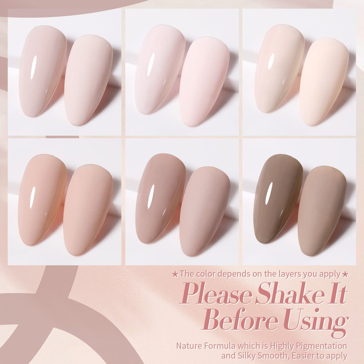 6 Colors Gel Polish Set S04 Clouded Rose 7ml Gel Nail Polish BORN PRETTY 