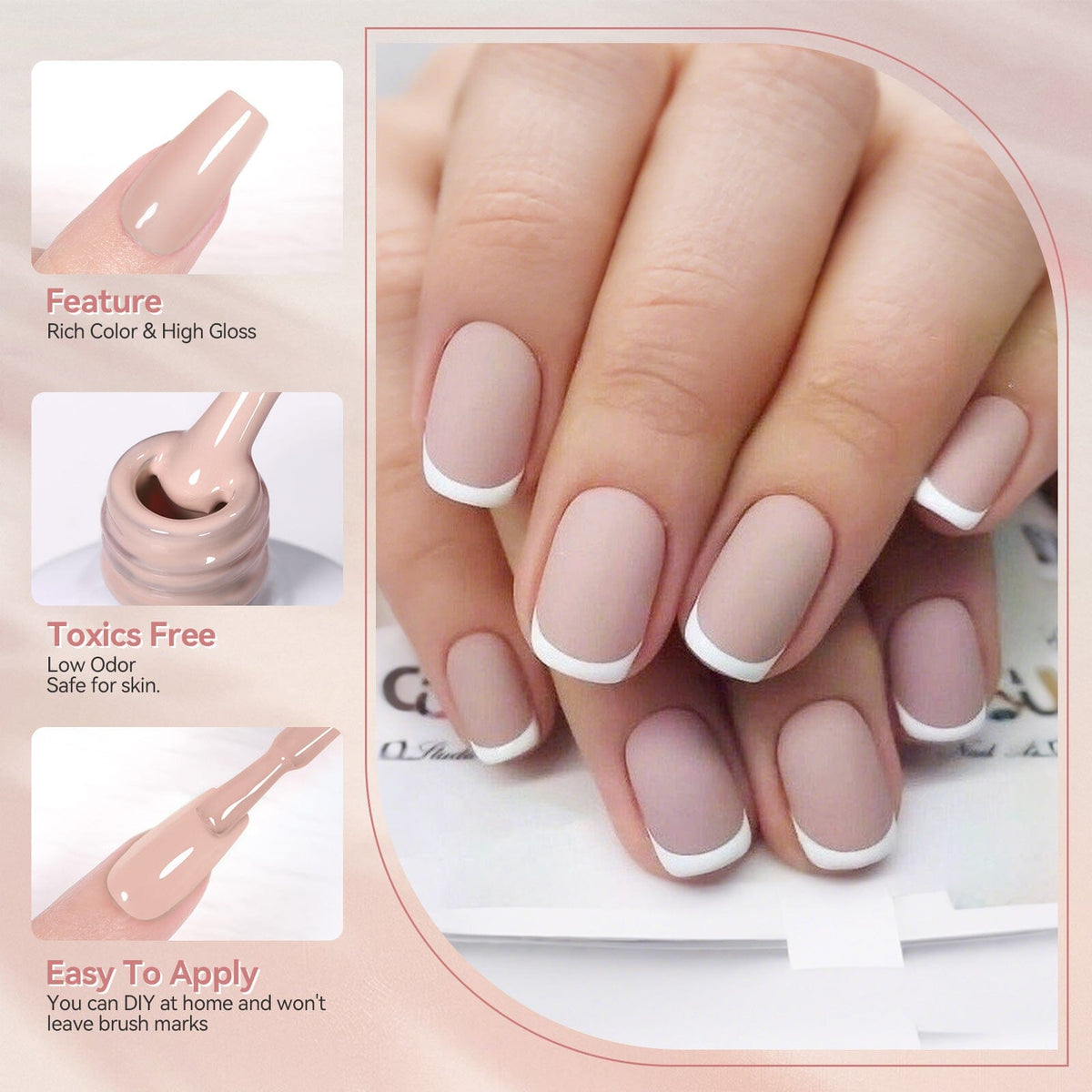 6 Colors Gel Polish Set S04 Clouded Rose 7ml Gel Nail Polish BORN PRETTY 