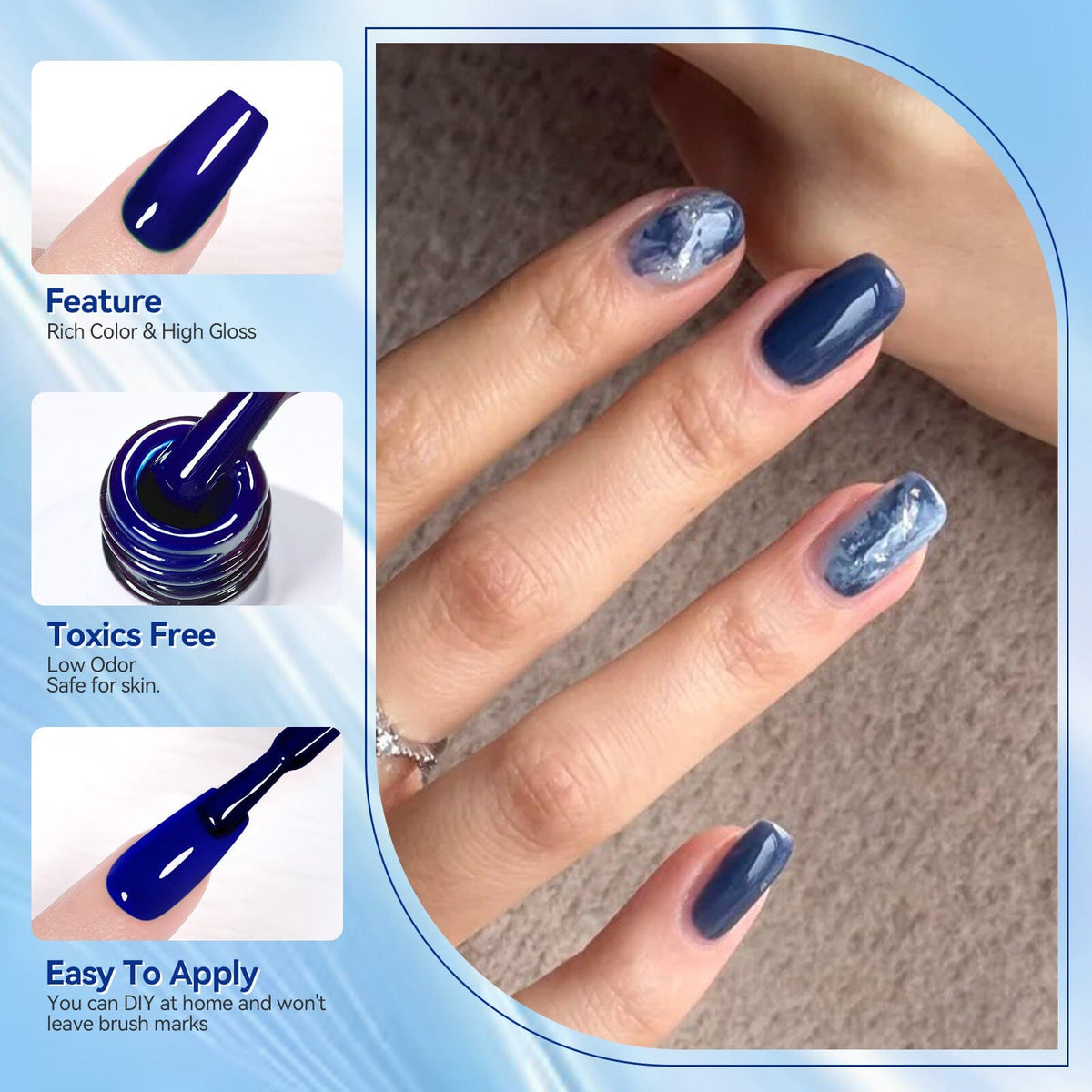6 Colors Gel Set S07 Blue Horizon 7ml Gel Nail Polish BORN PRETTY 