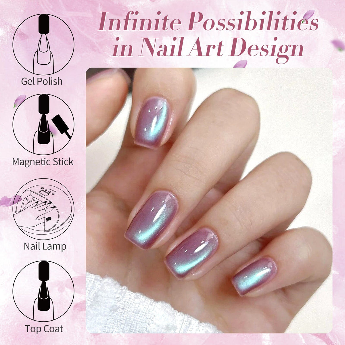 Pink Cat Magnetic Gel Polish MY46 Hyacinth 15ml Gel Nail Polish BORN PRETTY 