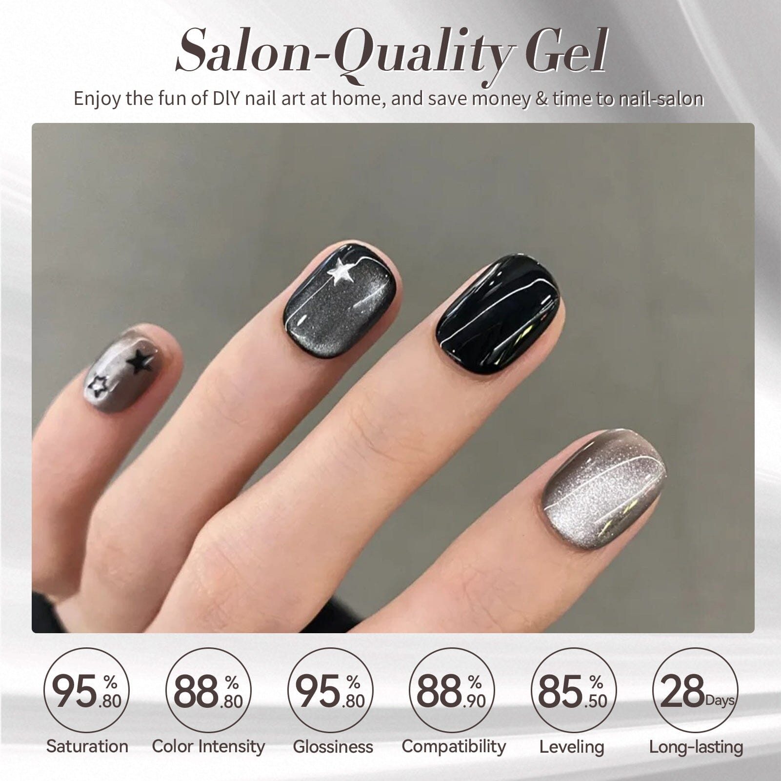6 Colors Grey Colors Gel Polish Set S09 Steel Symphony 7ml Gel Nail Polish BORN PRETTY 