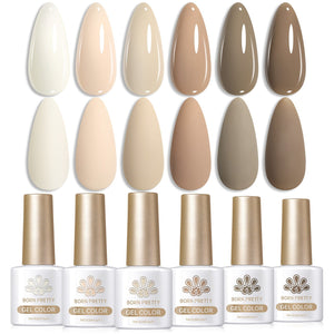 6 Colors Nude Brown Gel Polish Set S10 Coco Mousse 7ml Gel Nail Polish BORN PRETTY 