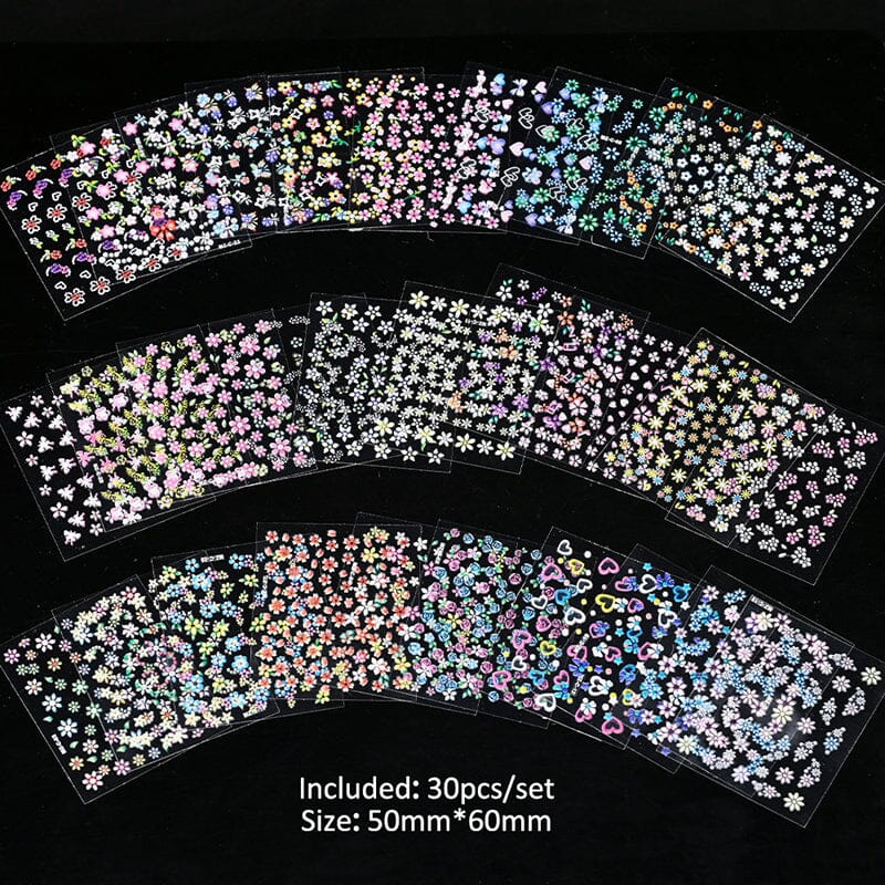 30pcs Flowers 3D Nail Stickers NLS003 Nail Art No Brand 