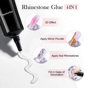 4 In 1 Rhinestone Glue 15ml Gel Nail Polish NICOLE DIARY 