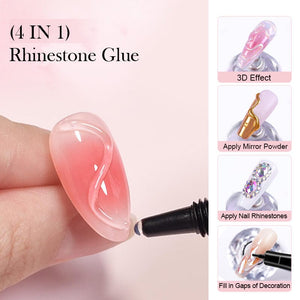 4 In 1 Rhinestone Glue 15ml Gel Nail Polish NICOLE DIARY 