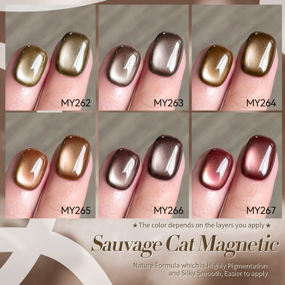 6 Colors Dark Glass Cat Magnetic Gel Polish Set M42 Sauvage 7ml Gel Nail Polish BORN PRETTY 