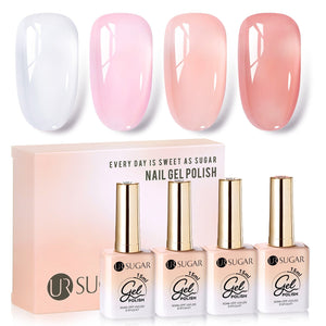4 Colors Jelly Gel Set #2 Sheer Petal 15ml Gel Nail Polish UR SUGAR 