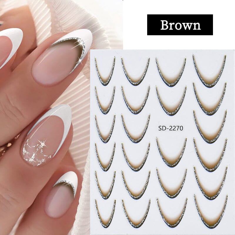 French Gradient Line 3D Nail Sticker SD2261-2272 Nail Sticker No Brand Brown 