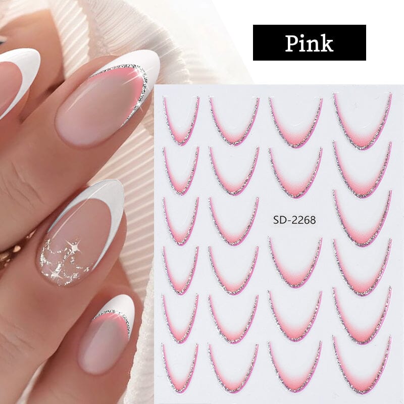 French Gradient Line 3D Nail Sticker SD2261-2272 Nail Sticker No Brand Pink 